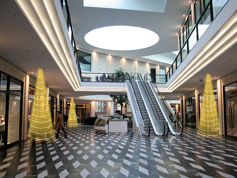 商场定向扬声器,定向发声示意图