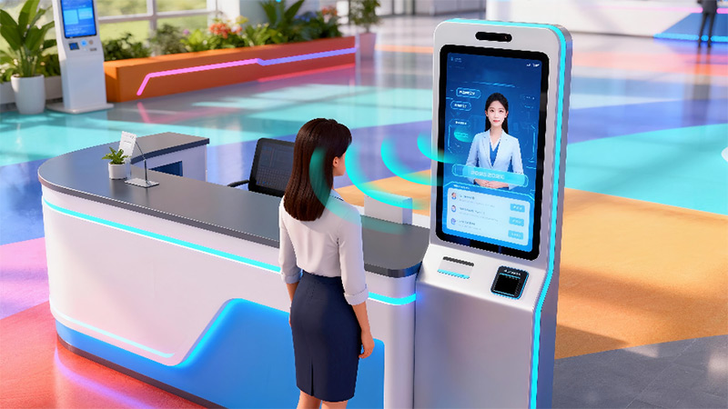 自助服务终端集成清听声学定向发声技术示意图