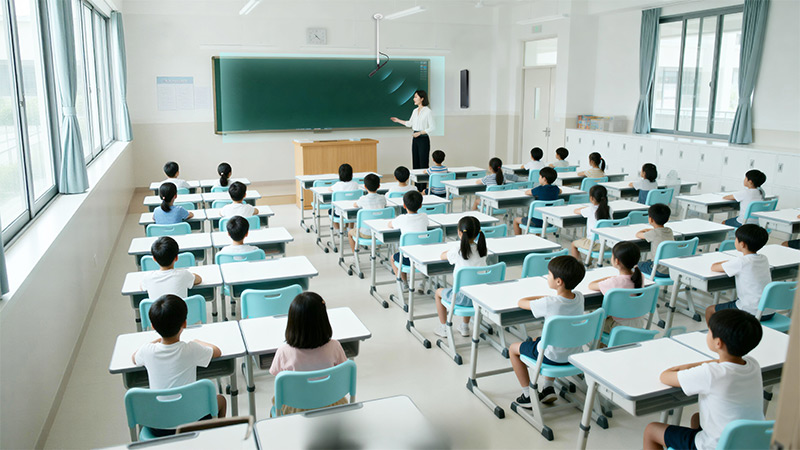 清听声学教室无感拾音系统,场景示意图