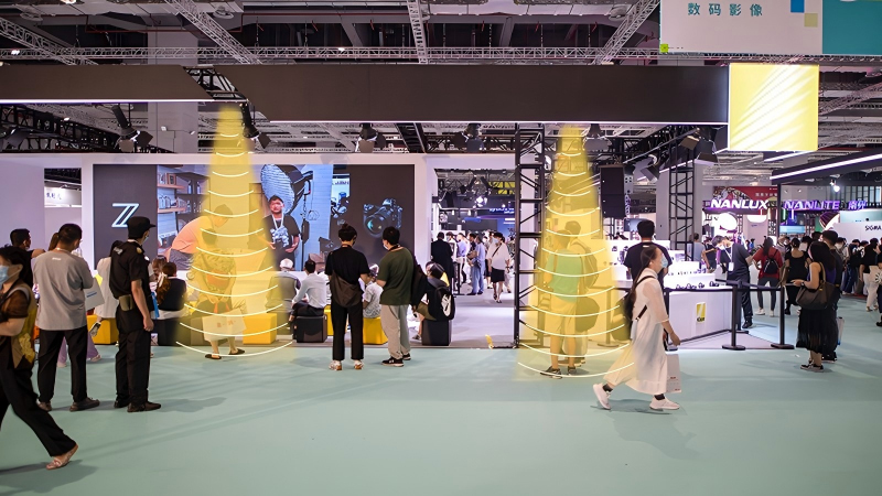 展会定向音箱解决方案，声音分区示意图