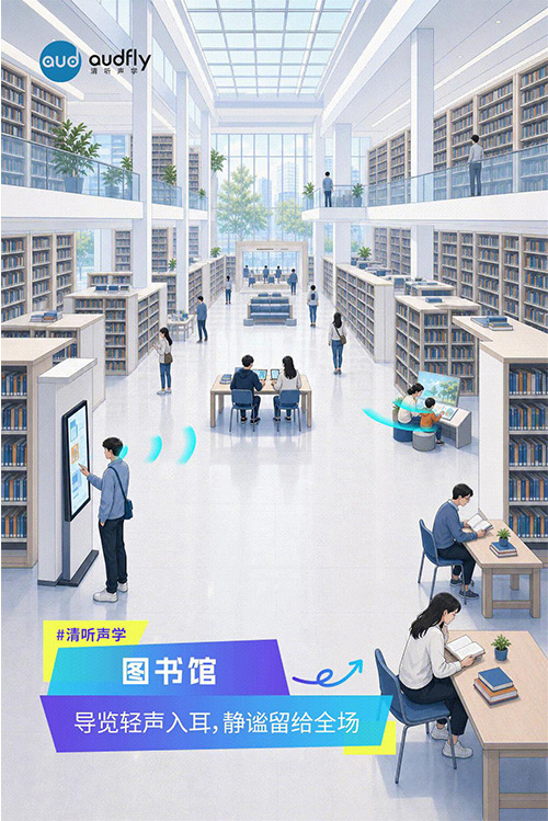 清听声学定向发声技术应用于图书馆导览系统,实现精准语音导引,不影响阅读环境