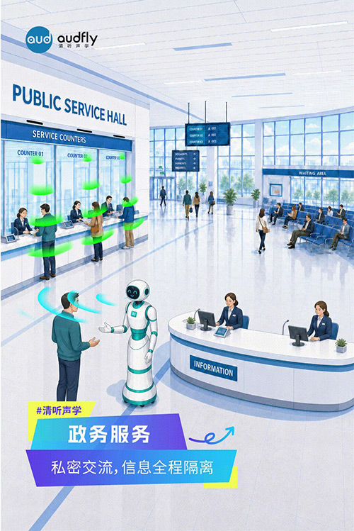 清听声学定向发声技术应用于政务服务窗口,实现窗口间精准传音,保护办事隐私